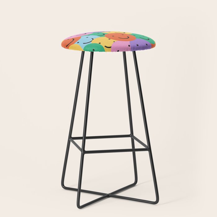 Colorful happy smiling face pattern Stool Gallery Image 1