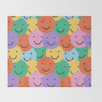 Colorful happy smiling face pattern Throw Blanket Gallery Image 2