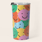 Colorful happy smiling face pattern Travel Mug Gallery Image 3