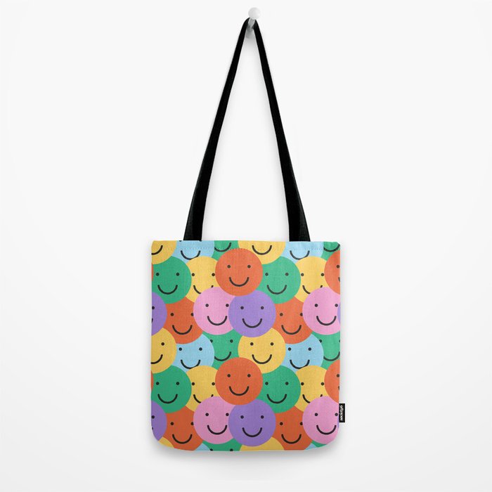 Colorful happy smiling face pattern Tote Bag Gallery Image 2