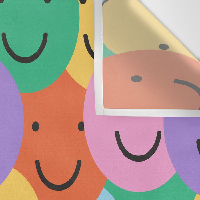 Colorful happy smiling face pattern Wall Tapestry Gallery Image 3