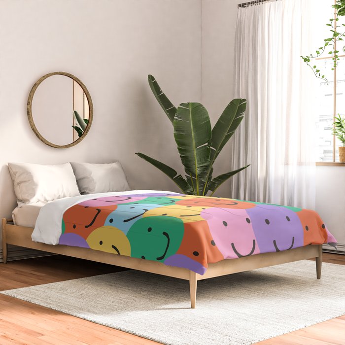 Colorful happy smiling face pattern Comforter Gallery Image 2