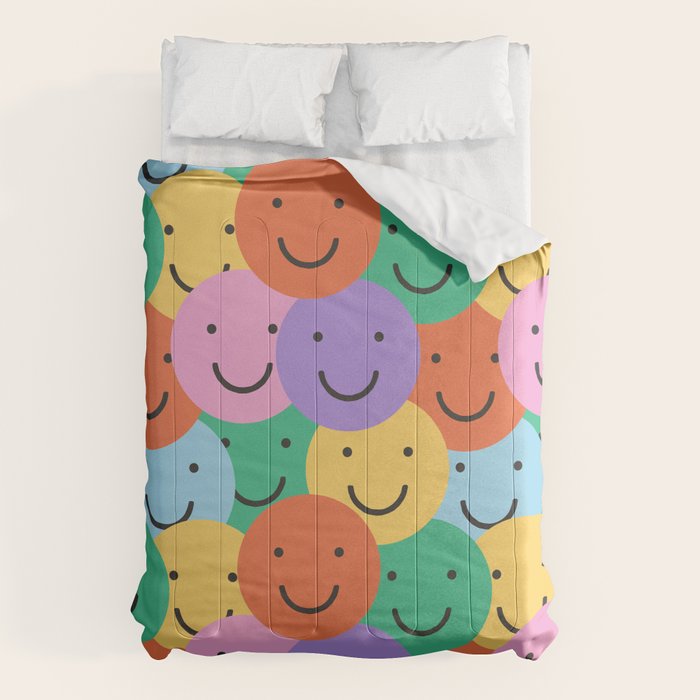 Colorful happy smiling face pattern Comforter Gallery Image 6