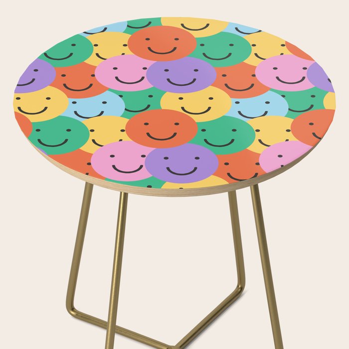 Colorful happy smiling face pattern Side Table Gallery Image 2