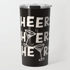 Cheers. Cocktails and Drinks in Black & White Travel Mug Gallery Image 1