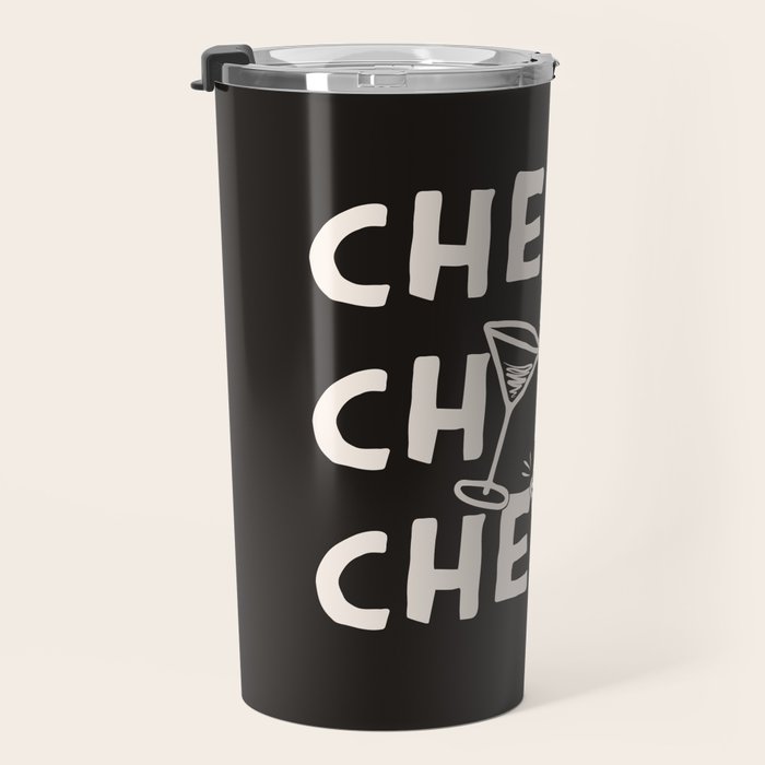Cheers. Cocktails and Drinks in Black & White Travel Mug Gallery Image 3