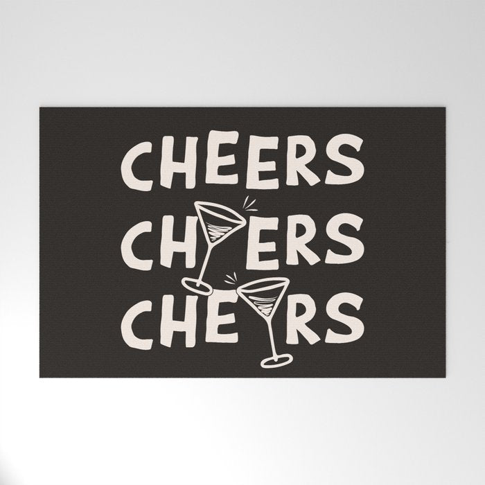 Cheers. Cocktails and Drinks in Black & White Welcome Mat Gallery Image 1