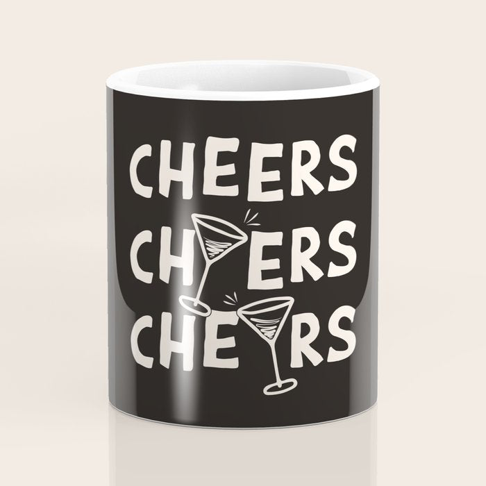 Cheers. Cocktails and Drinks in Black & White Coffee Mug Gallery Image 4