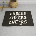 Cheers. Cocktails and Drinks in Black & White Rug Gallery Image 1