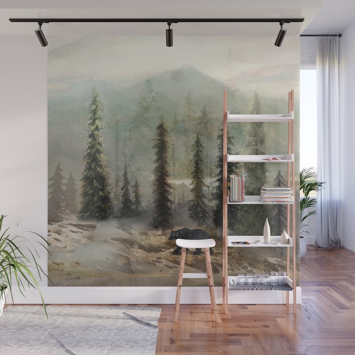Mountain Black Bear Wall Mural Gallery Image 1