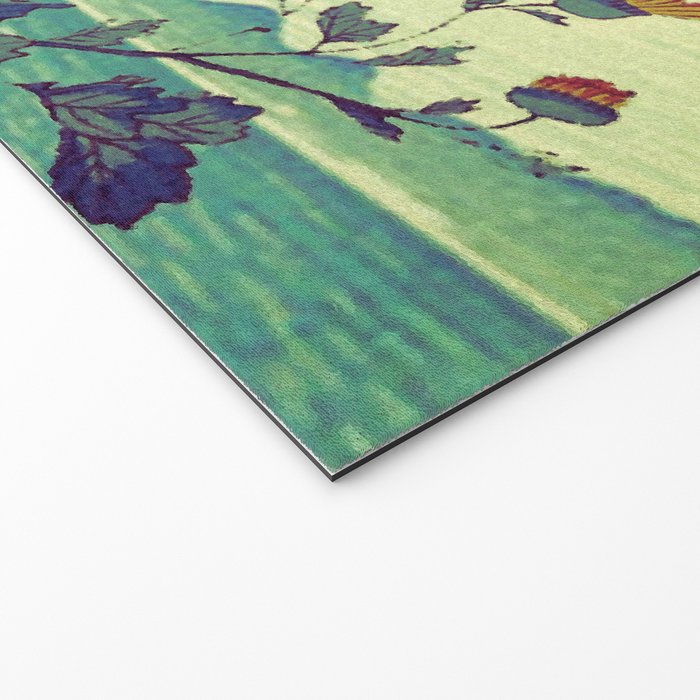 Ocean Behind Flowers at Zijhin  - Nature Ukiyo Landscape in Nature Ukiyo Landscape in Blue, Yellow, Gold, Green, Red and Orange Welcome Mat Gallery Image 2