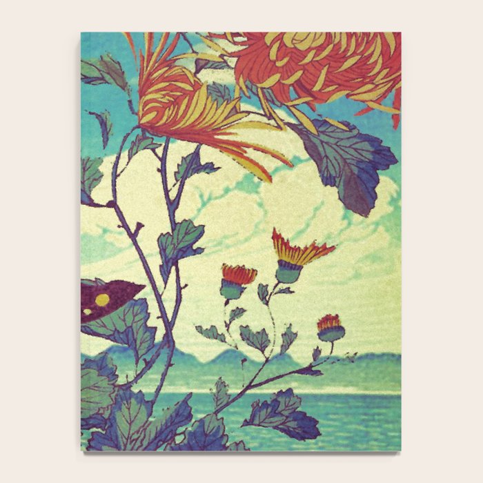 Ocean Behind Flowers at Zijhin  - Nature Ukiyo Landscape in Nature Ukiyo Landscape in Blue, Yellow, Gold, Green, Red and Orange Notebook Gallery Image 4