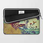 Ocean Behind Flowers at Zijhin  - Nature Ukiyo Landscape in Nature Ukiyo Landscape in Blue, Yellow, Gold, Green, Red and Orange Laptop Sleeve Gallery Image 2