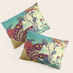Ocean Behind Flowers at Zijhin  - Nature Ukiyo Landscape in Nature Ukiyo Landscape in Blue, Yellow, Gold, Green, Red and Orange Pillow Sham Gallery Image 3
