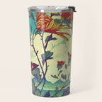 Ocean Behind Flowers at Zijhin  - Nature Ukiyo Landscape in Nature Ukiyo Landscape in Blue, Yellow, Gold, Green, Red and Orange Travel Mug Gallery Image 2