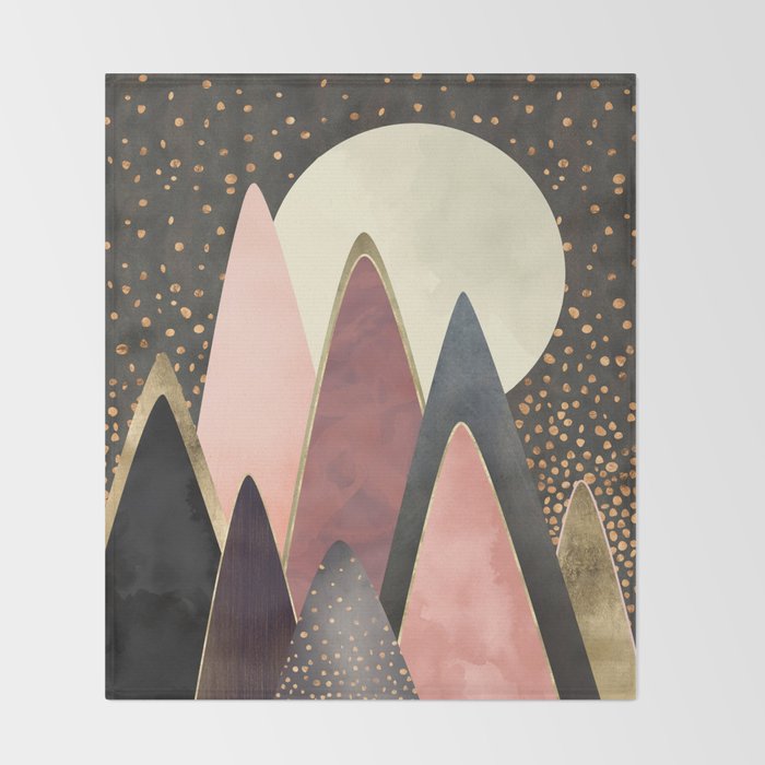 Pink and Gold Peaks Throw Blanket Gallery Image 2