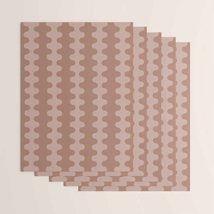 Wavy Stripes Mocha Coffee Brown Ogee A-Go-Go Pattern Wrapping Paper Gallery Image 3