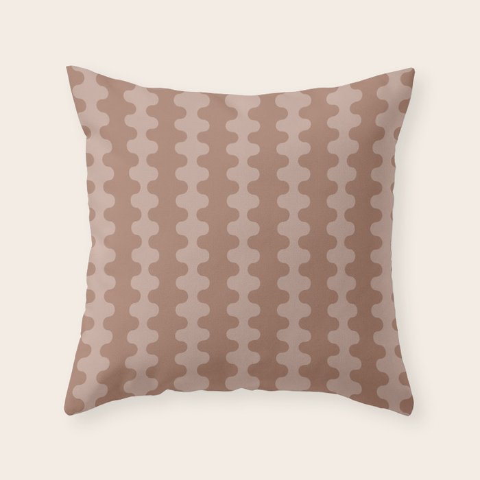 Wavy Stripes Mocha Coffee Brown Ogee A-Go-Go Pattern Throw Pillow Gallery Image 6