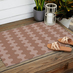 Wavy Stripes Mocha Coffee Brown Ogee A-Go-Go Pattern Outdoor Rug Gallery Image 2