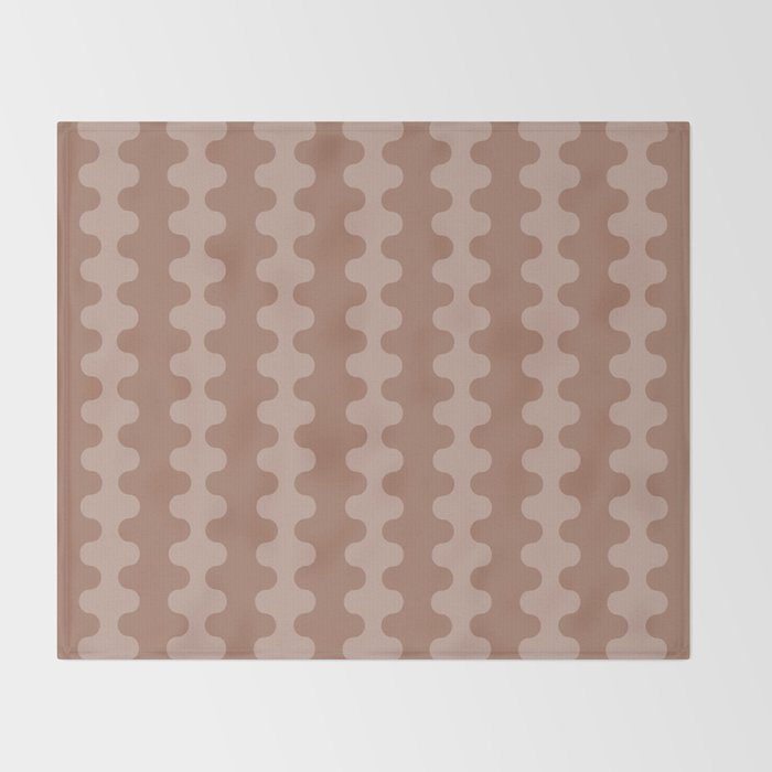 Wavy Stripes Mocha Coffee Brown Ogee A-Go-Go Pattern Throw Blanket Gallery Image 2