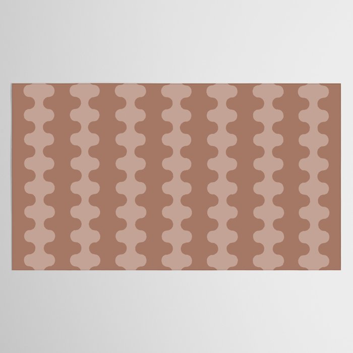 Wavy Stripes Mocha Coffee Brown Ogee A-Go-Go Pattern Tablecloth Gallery Image 2
