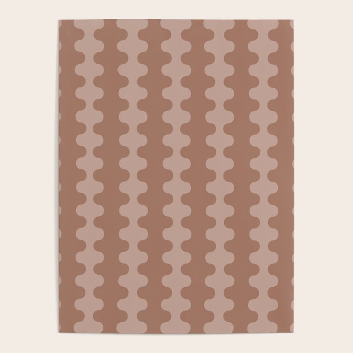 Wavy Stripes Mocha Coffee Brown Ogee A-Go-Go Pattern Poster Gallery Image 1