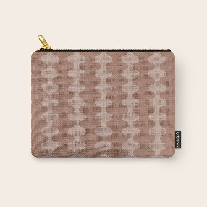 Wavy Stripes Mocha Coffee Brown Ogee A-Go-Go Pattern Carry All Pouch Gallery Image 1