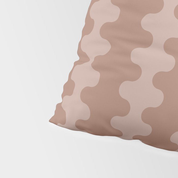 Wavy Stripes Mocha Coffee Brown Ogee A-Go-Go Pattern Pillow Sham Gallery Image 4