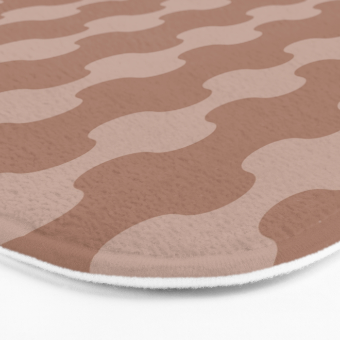 Wavy Stripes Mocha Coffee Brown Ogee A-Go-Go Pattern Bath Mat Gallery Image 3