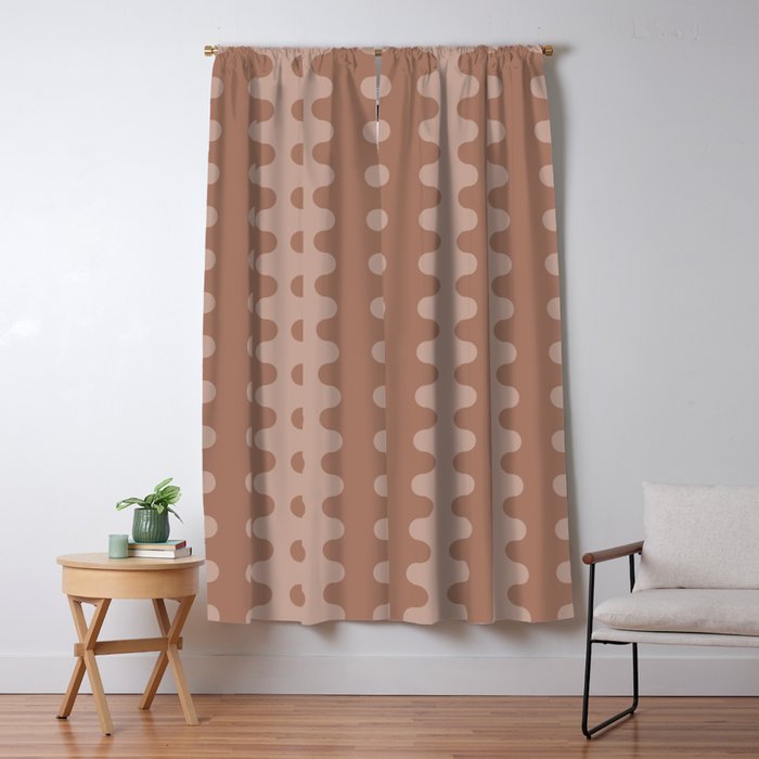 Wavy Stripes Mocha Coffee Brown Ogee A-Go-Go Pattern Window Curtain Gallery Image 5