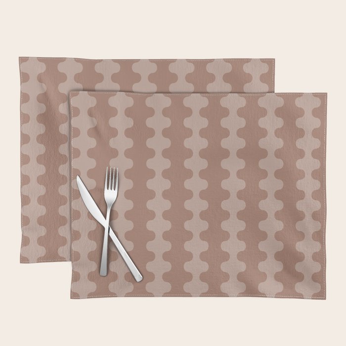Wavy Stripes Mocha Coffee Brown Ogee A-Go-Go Pattern Placemat Gallery Image 1