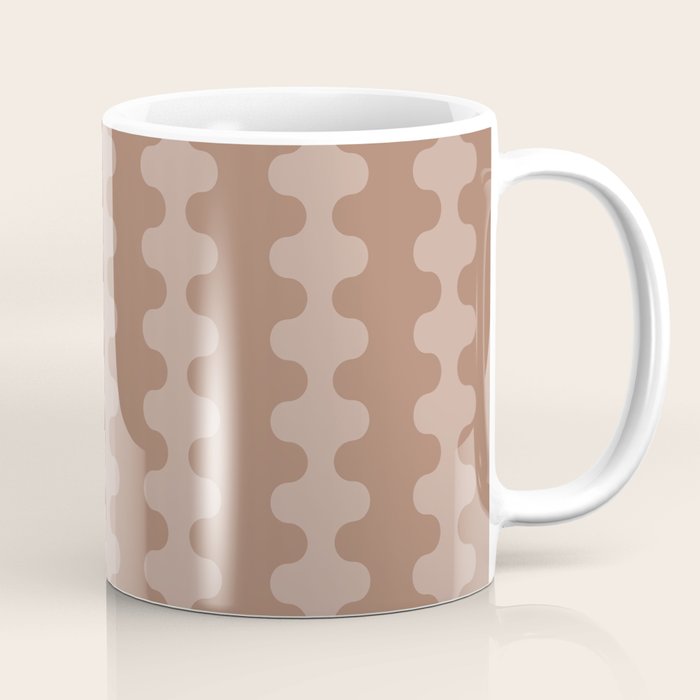 Wavy Stripes Mocha Coffee Brown Ogee A-Go-Go Pattern Coffee Mug Gallery Image 1