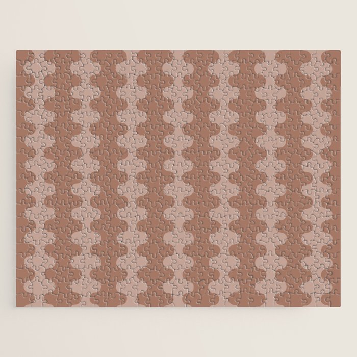 Wavy Stripes Mocha Coffee Brown Ogee A-Go-Go Pattern Jigsaw Puzzle Gallery Image 1
