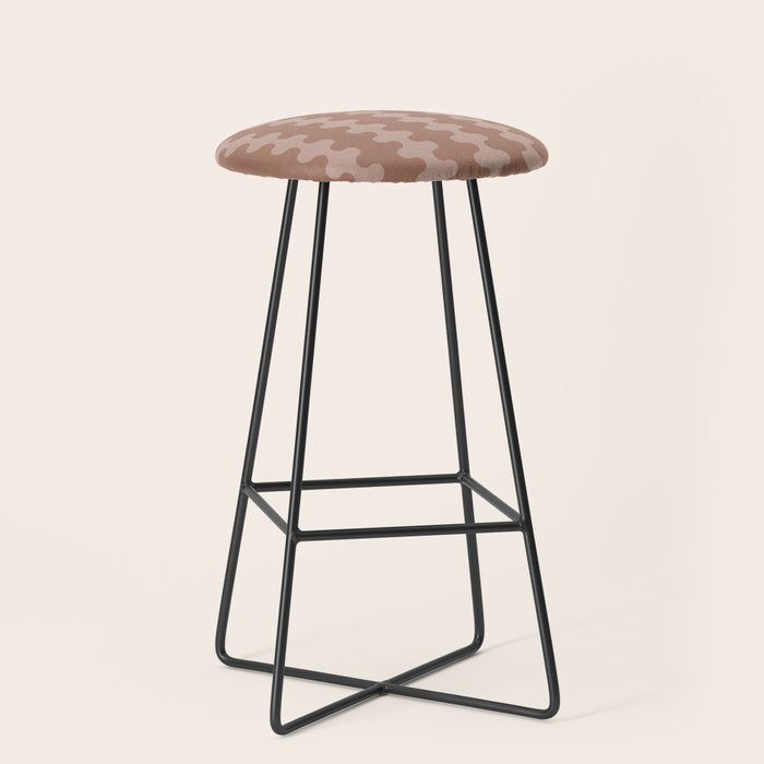 Wavy Stripes Mocha Coffee Brown Ogee A-Go-Go Pattern Stool Gallery Image 1