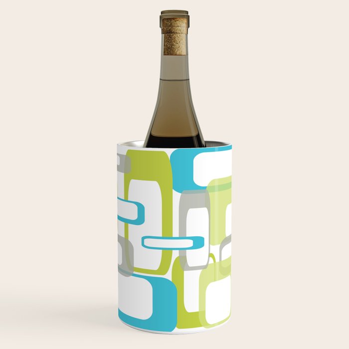 Mid-Century Modern Rectangle Design Blue Green and Gray Wine Chiller Gallery Image 1