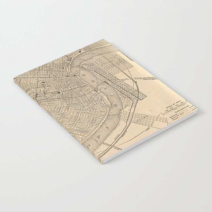 Vintage Map of New Orleans LA (1908) Notebook Gallery Image 2