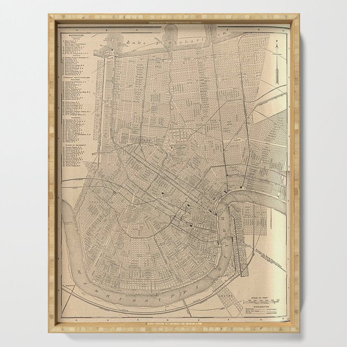 Vintage Map of New Orleans LA (1908) Serving Tray Gallery Image 1