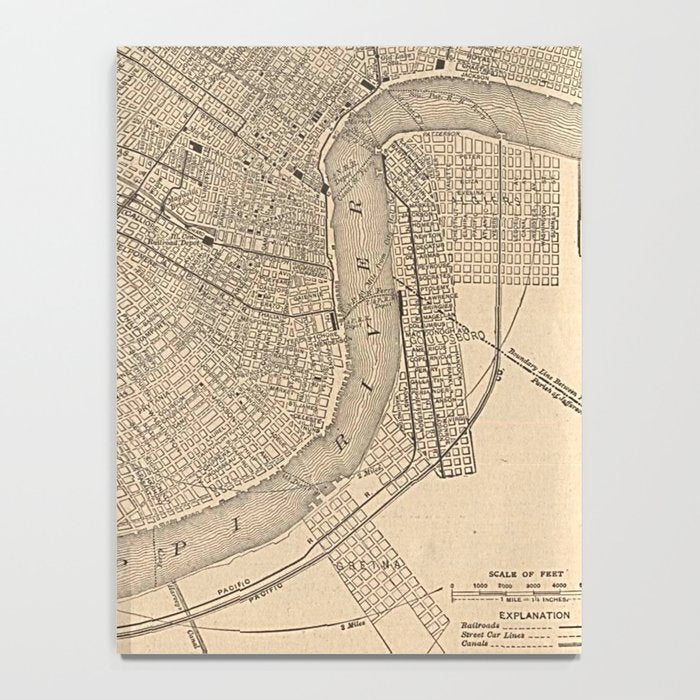 Vintage Map of New Orleans LA (1908) Notebook Gallery Image 4