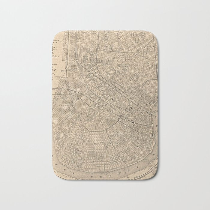 Vintage Map of New Orleans LA (1908) Bath Mat Gallery Image 1
