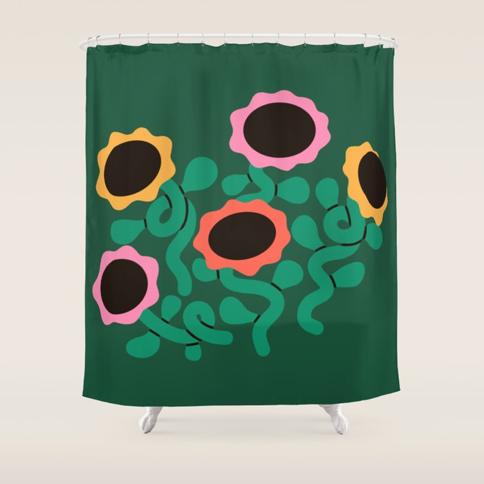 Colorful Abstract Sunflowers Shower Curtain Gallery Image 1