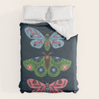 Folk Floral Moths and Butterflies Blue Comforter Gallery Image 6