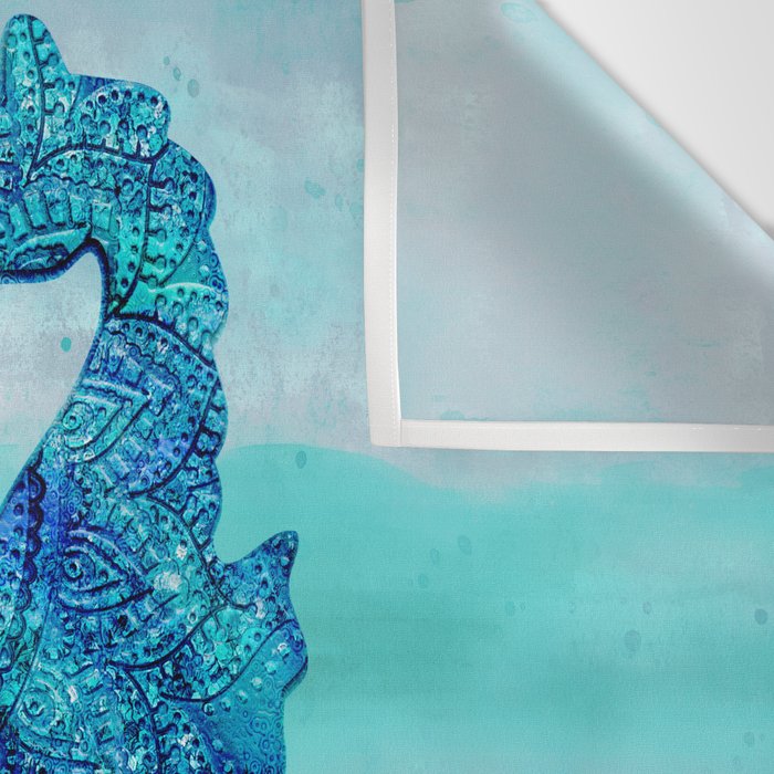 Blue Seahorse Couple Underwater Wall Tapestry Gallery Image 3