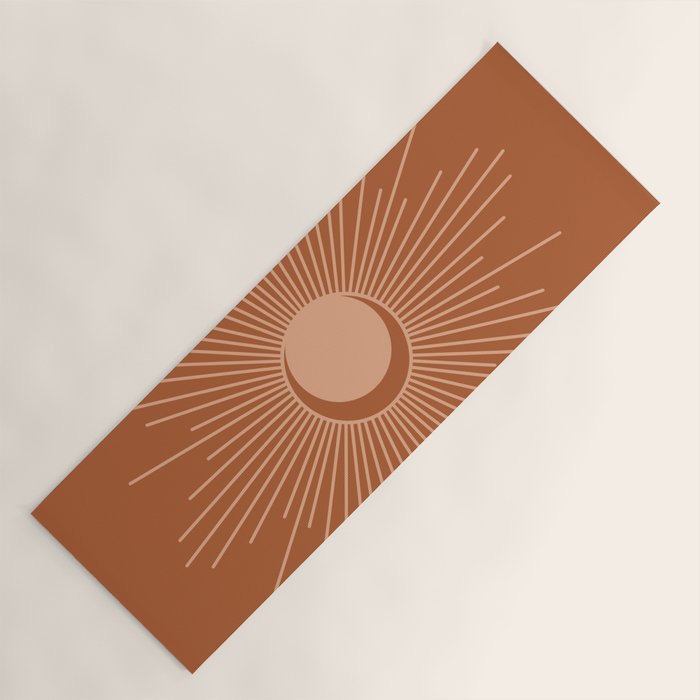 Sun and Moon Minimalist Sunburst in Terracotta Earth Tones Yoga Mat Gallery Image 1