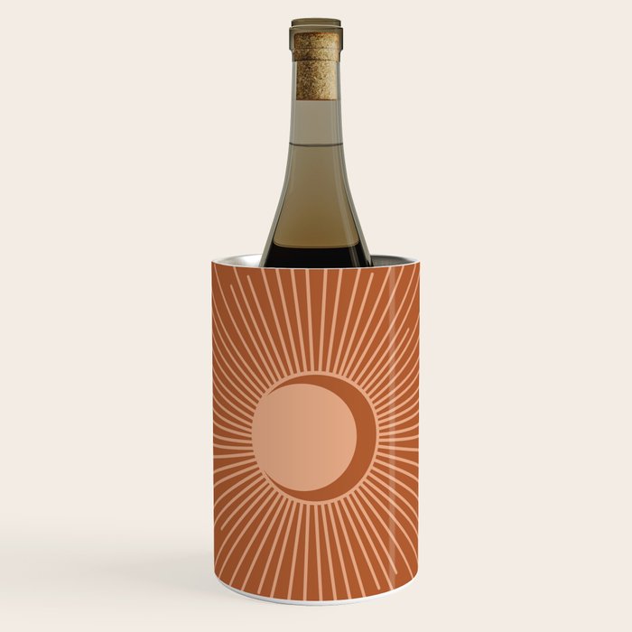 Sun and Moon Minimalist Sunburst in Terracotta Earth Tones Wine Chiller Gallery Image 1