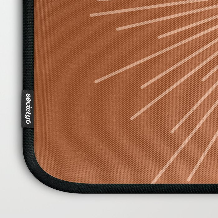 Sun and Moon Minimalist Sunburst in Terracotta Earth Tones Laptop Sleeve Gallery Image 3