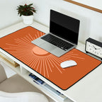 Sun and Moon Minimalist Sunburst in Terracotta Earth Tones Desk Mat Gallery Image 2
