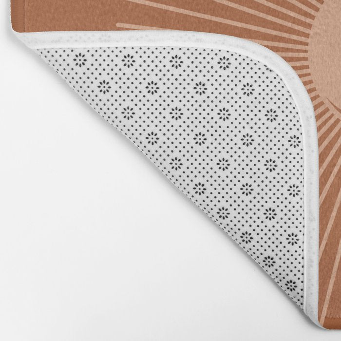Sun and Moon Minimalist Sunburst in Terracotta Earth Tones Bath Mat Gallery Image 2