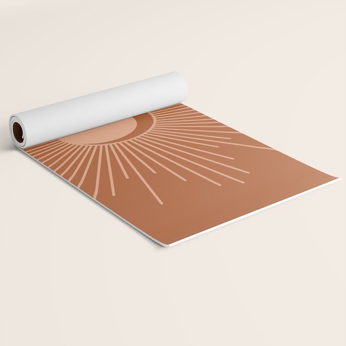 Sun and Moon Minimalist Sunburst in Terracotta Earth Tones Yoga Mat Gallery Image 2