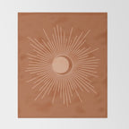 Sun and Moon Minimalist Sunburst in Terracotta Earth Tones Throw Blanket Gallery Image 2