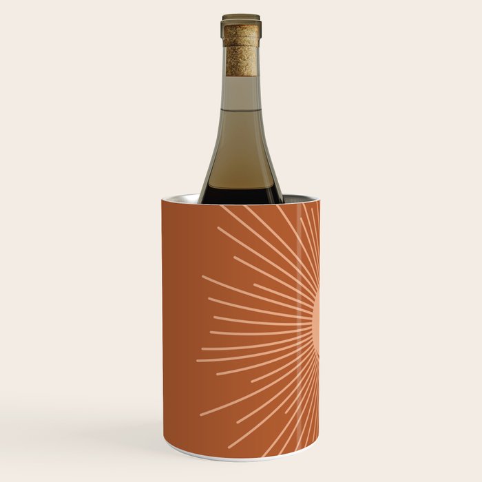 Sun and Moon Minimalist Sunburst in Terracotta Earth Tones Wine Chiller Gallery Image 2